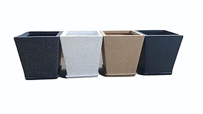 Square Slant With Plate Flower Pot - Small Square Slant With Plate Flower Pot - Small